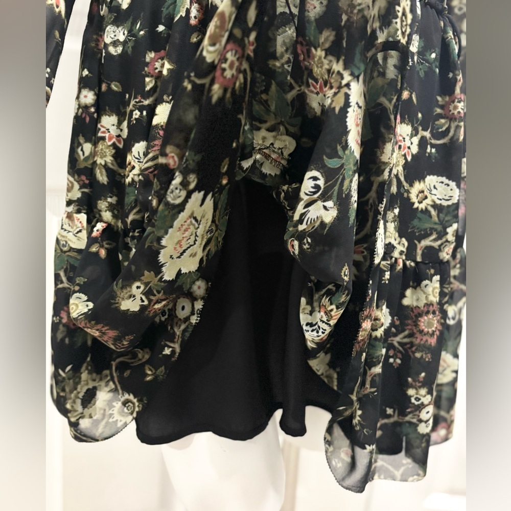 Aritzia Wilfred Lamare Ruffle Floral Mini Dress Open Back Peasant Prairie Sz XS - Picture 11 of 16